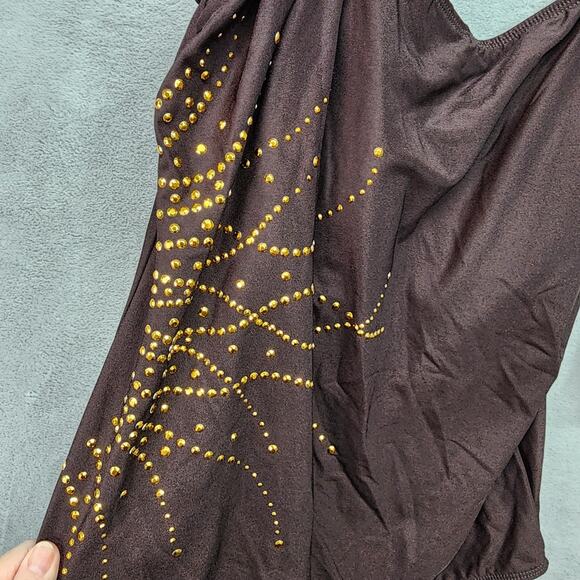 Longitude One Piece Swimsuit 22W NWT Tummy Control Long Torso Sunrise Gold Bling - Picture 3 of 9